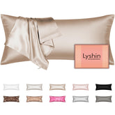 LYSHIN Silk Body Pillow Cover champagne front view, smooth skin and hair protection