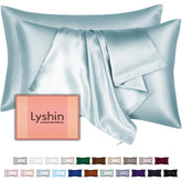 LYSHIN king-size silk pillow case with hidden zipper for smoother hair and skin.