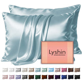 LYSHIN silk pillowcase 2-pack front view enhances bedroom aesthetics and offers smooth hair and skin contact.