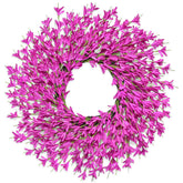 LZNPA 26-inch spring wreath on front door in rose red boosts curb appeal.