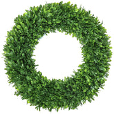 LZNPA 26-inch boxwood wreath on front door with realistic greenery enhancing curb appeal