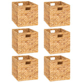 M4DECOR water hyacinth basket 12x12 front view, perfect for organized shelf storage.