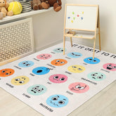 Maasechs calming corner rug with feelings chart supports emotional learning at home or school.