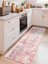 Macgace pink fluid art rug with non-slip backing for kitchen safety