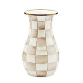 MacKenzie-Childs tall enamel checkered vase base view for rustic tables