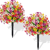 MACTING two-pack boxwood topiary close-up of violet flowers for vibrant porch color