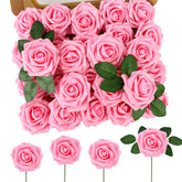MACTING pink foam rose with stems for DIY wedding bouquets