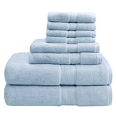 Madison Park 800GSM bath towels 30" x 54" display plush, highly absorbent drying for spa-like mornings.