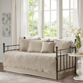 Madison Park Tuscany daybed cover with damask quilting and scalloped edge