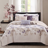 Madison Park Luna coverlet center with watercolor florals for calming focal point
