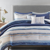 Madison Park Marina comforter with stripe seersucker design for calm bedroom styling