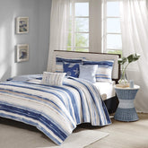 Madison Park Marina coverlet 104x94 offers lightweight warmth and coastal style.