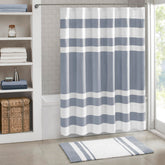 Madison Park Spa Waffle Shower Curtain Indigo Blue full view showing modern spa style for bathrooms