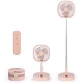 Magesh portable pedestal fan foldaway in pink for versatile home cooling.