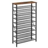 MAHANCRIS 10-tier shoe rack assembled in entryway for high-capacity organization