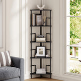 MAHANCRIS 52-8 inch corner shelf top view demonstrating compact corner fit for small spaces