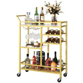 MAHANCRIS bar cart with glass top for stylish entertaining and organized drink service