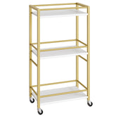 MAHANCRIS bar cart gold front view with three shelves for organized entertaining