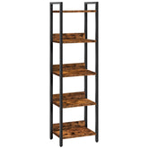 MAHANCRIS 5-tier bookshelf side view shows compact storage for small spaces.