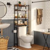 MAHANCRIS over-the-toilet rack with four shelves for extra bathroom storage space