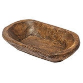 MAINEVENT Spanish Oak dough bowl centerpiece side view highlights rustic craftsmanship
