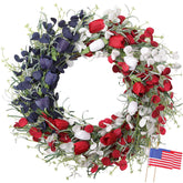 MAINGKAUNG Patriotic Wreath front door with bold colors elevates curb appeal.