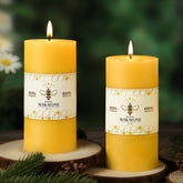 MAKALONE beeswax pillar candles in a 2-pack, 2.8x6in, for long-lasting warm ambiance.