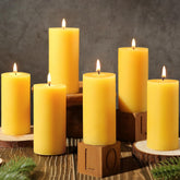 MAKALONE six-pack beeswax pillar candles for clean, warm ambience in any room