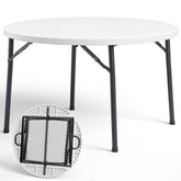 MAKE CHANGES 48-inch folding round table set for dining, roomy surface for 4β6 guests.