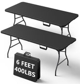 MAKE CHANGES 6FT folding table open for quick setup and seating.