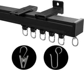 MaKefeile ceiling track in black installed on ceiling for smooth curtain movement