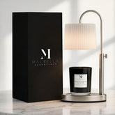 Malbella Essentials dimmable candle warmer in brushed nickel with adjustable height for versatile candles