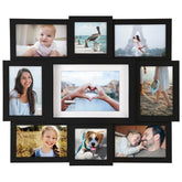 Malden Black 9-opening collage photo frame with interlocking design for versatile wall display and easy hanging.