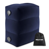 Maliton inflatable travel foot rest pillow in blue provides comfortable support on flights.