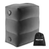 Maliton inflatable travel foot rest pillow in dark grey for added flight comfort