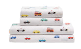 Mallary by Matthew Cars twin flat sheet offers cozy, breathable comfort for kids.