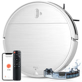 MAMNV robot vacuum and mop combo front view with slim profile for tight spaces.