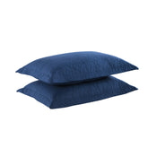 MarCielo embroidered pillow shams detail with rich navy embroidery