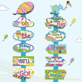 Marhpveua graduation direction signs with arrow for clear party guidance.
