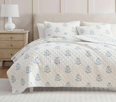 Martha Stewart king quilt set flower block blue print adds color and comfort