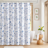 Martha Stewart's Martha's Garden curtain with botanical floral print enhances your bathroom ambiance