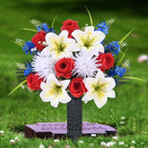 MARTINE MALL artificial cemetery flowers two-bouquets ready for grave display.