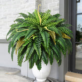 Martine Mall 48-inch faux fern in outdoor pot, lush realism for porch decor