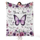 MASLEK purple butterfly floral blanket for cozy decor