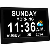 MASSII 11.5-inch digital clock front view with large display for easy time reading.