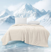 MASVIS cooling blanket front view in beige shows lightweight, breathable comfort.
