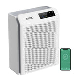 MATONC large-room air purifier front view showing broad coverage in a living space.