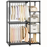 Mavivegue 4-Tier Closet with Shelves shows spacious hanging rod for dresses and coats