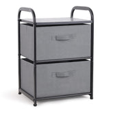 MAX Houser dresser front view with two fabric drawers for compact bedside storage
