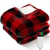 MAXEVE electric heated sherpa throw folded on couch showing cozy warmth